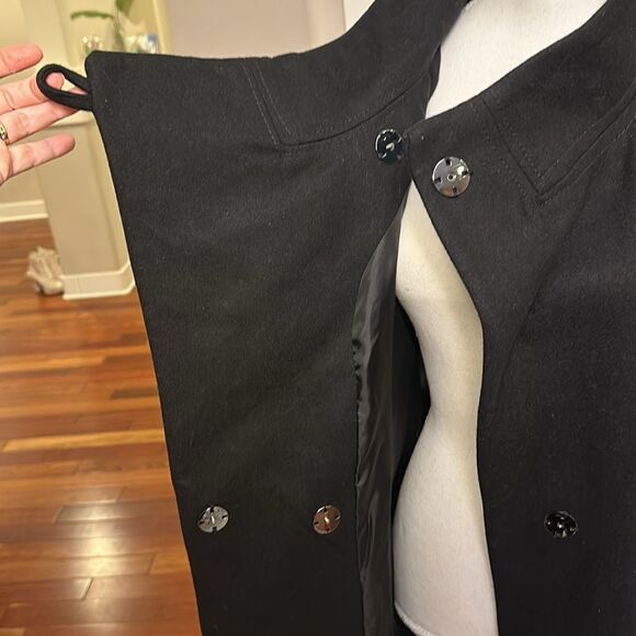 KENNETH COLE COAT ASYMMETRICAL BELTED WOOL MAXI LINED BLACK STRUCTURED LNC SZ 8 - Picture 7 of 16